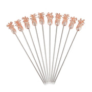 Copper Plated Pineapple Garnish Picks - Pack of 10