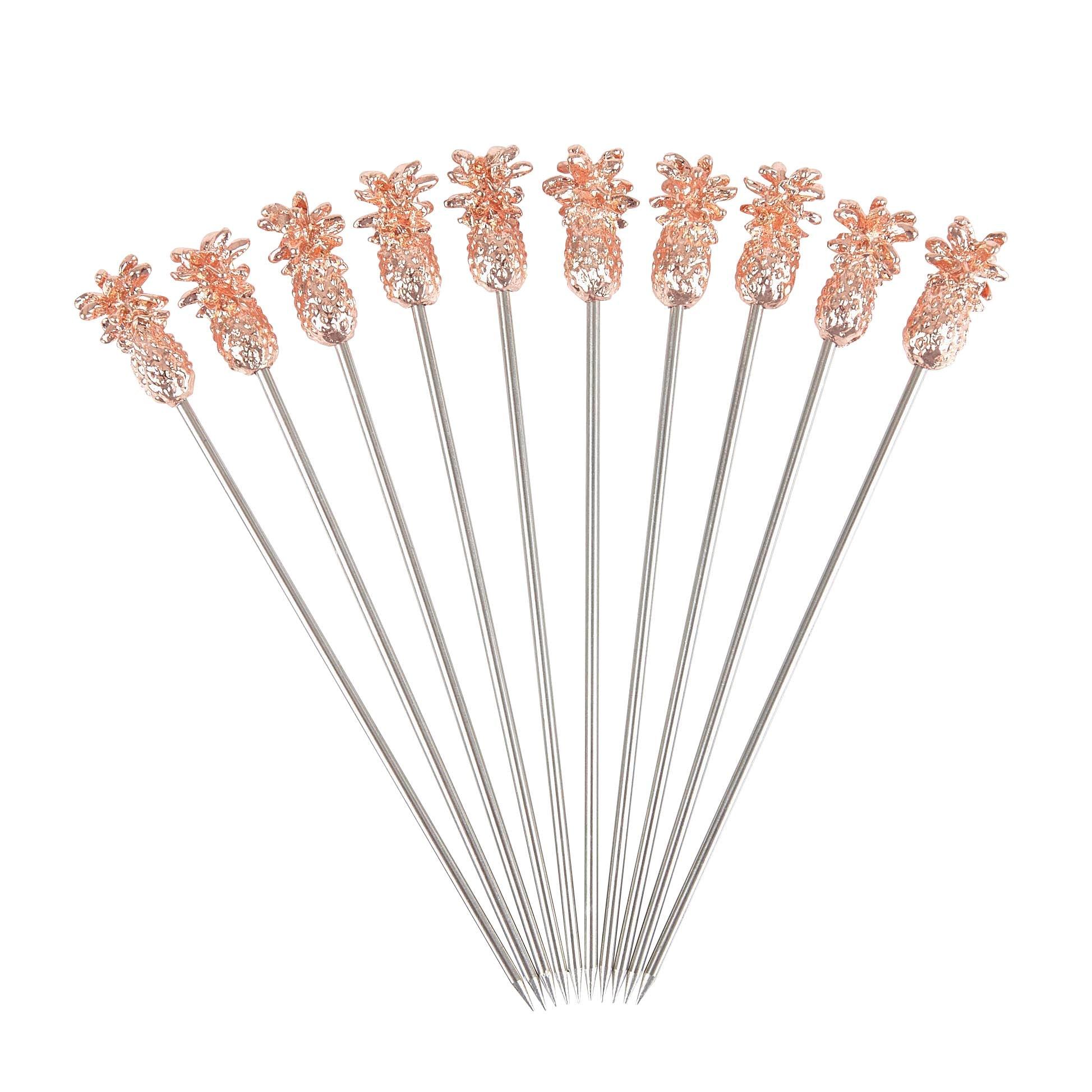 Copper Plated Pineapple Garnish Picks - Pack of 10