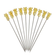 Gold Plated Pineapple Garnish Picks - Pack of 10