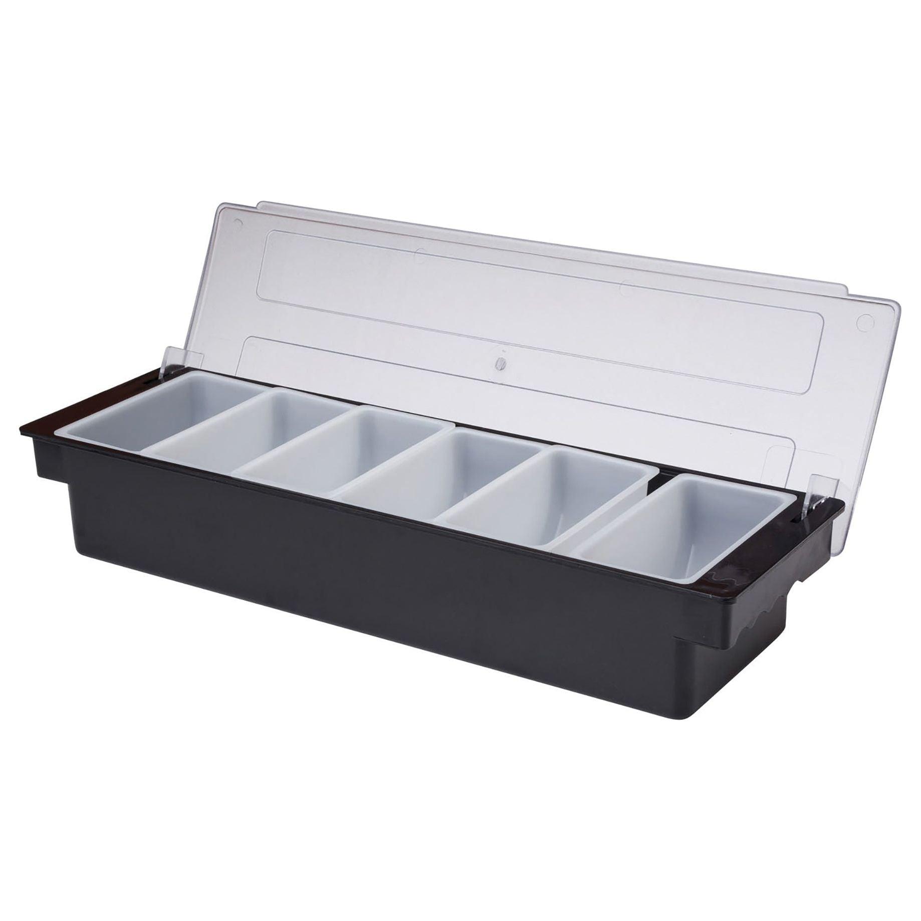 6 Compartment Black Plastic Condiment Holder