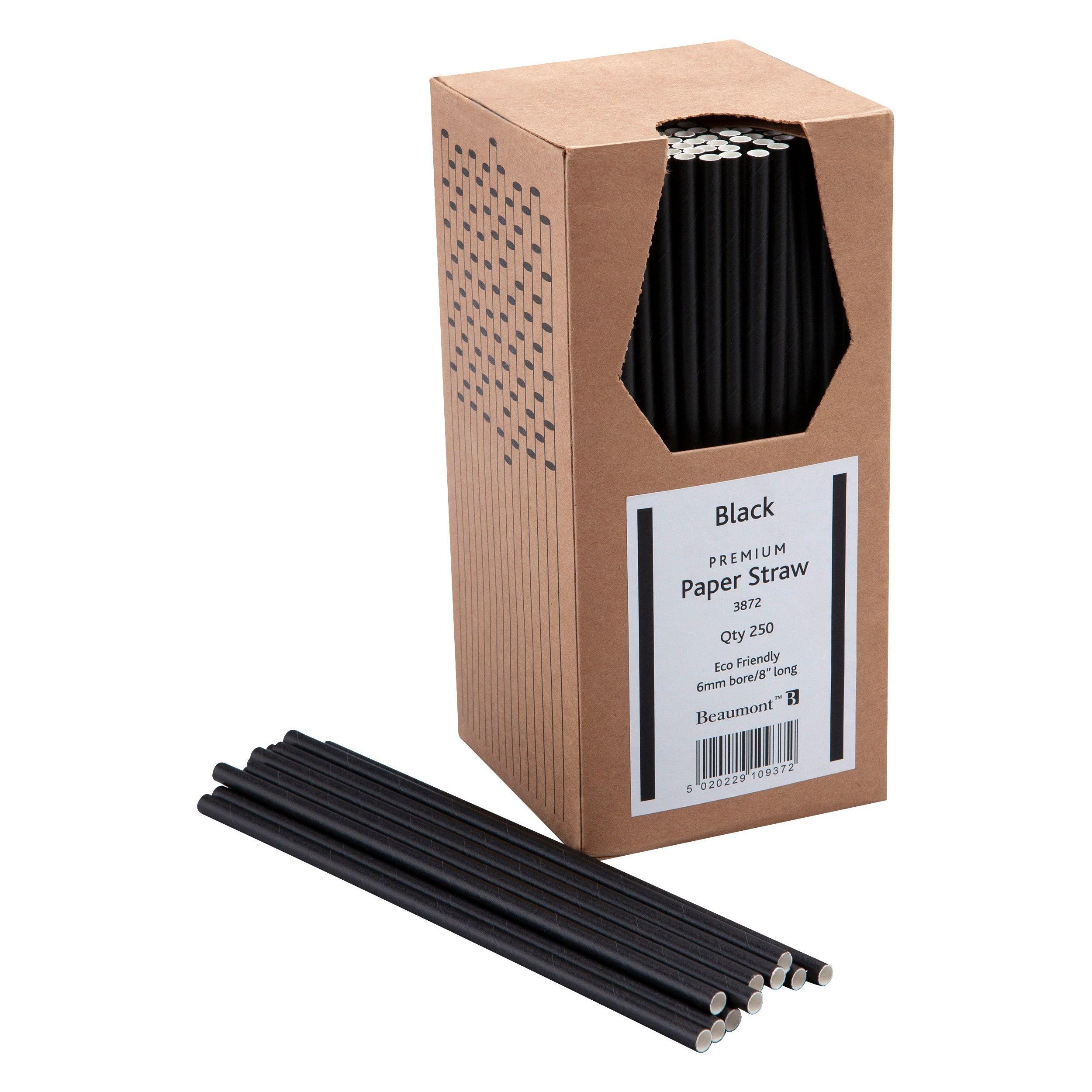 Eco-Friendly Black 8 Inch Paper Straws - Pack of 250