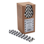 Monochrome Black & White Striped Paper Straws - Pack of 250