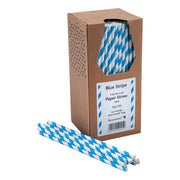 Blue & White Striped Paper Straws 8" - Pack of 250