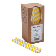 Sunshine Yellow & White 8 Inch Paper Straws - Pack of 250 Straws