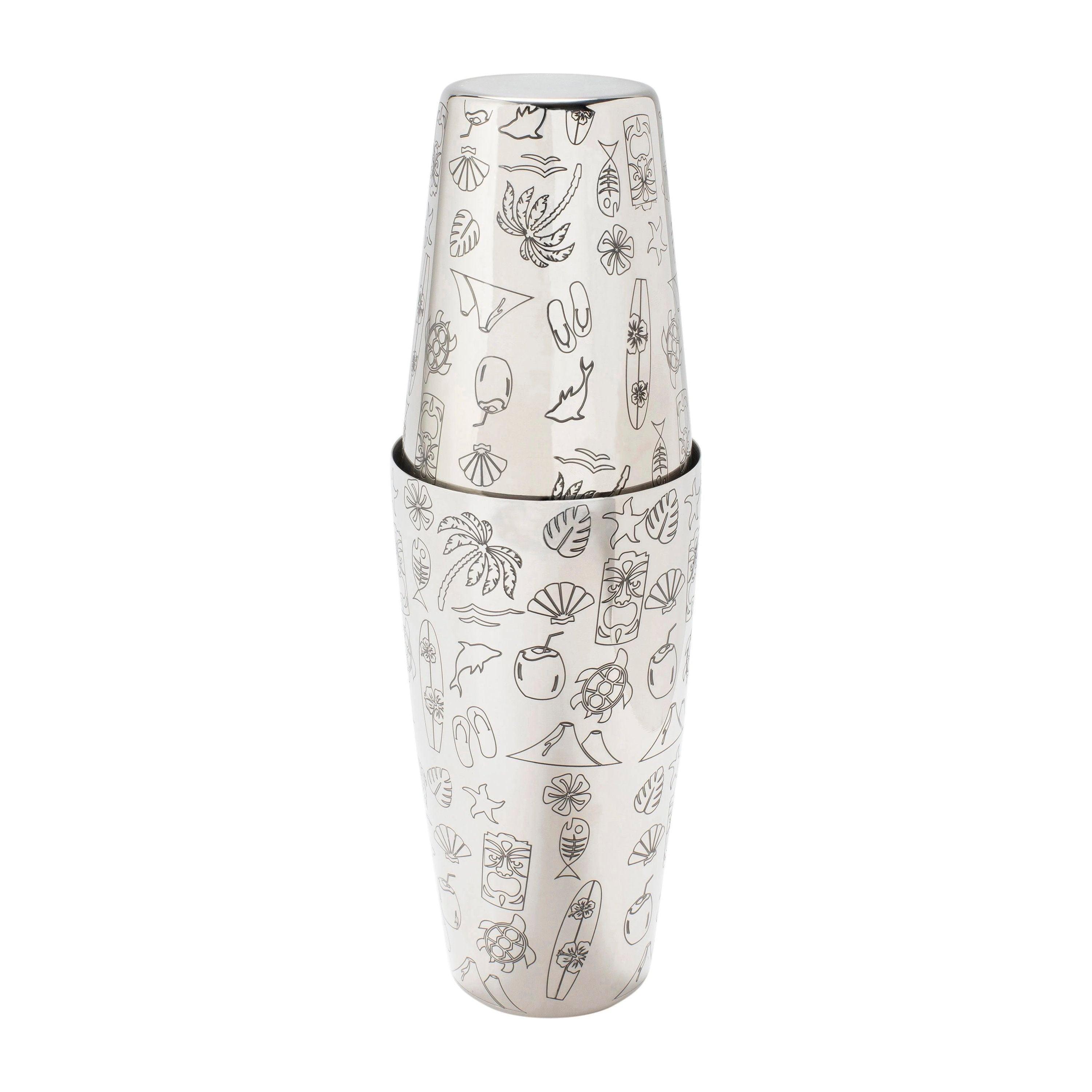 Tiki Engraved Cocktail Shaker Set
