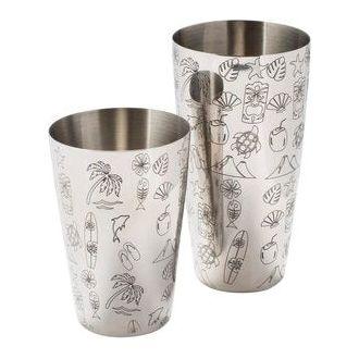 Tiki Engraved Cocktail Shaker Set