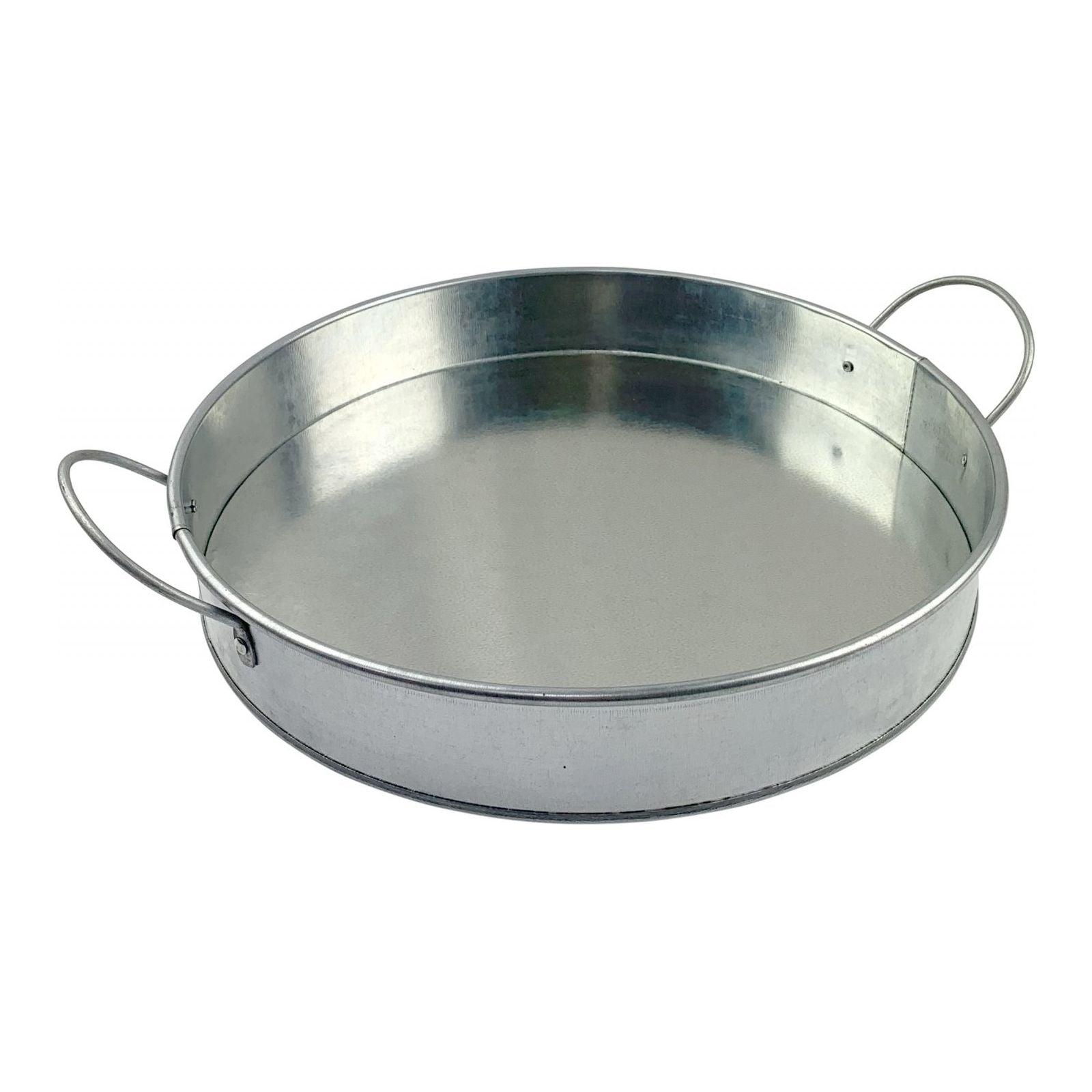 Rustic 12" Round Galvanised Tin Serving Platter