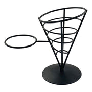 Black Wire French Fry Cone With Ramekin Holder