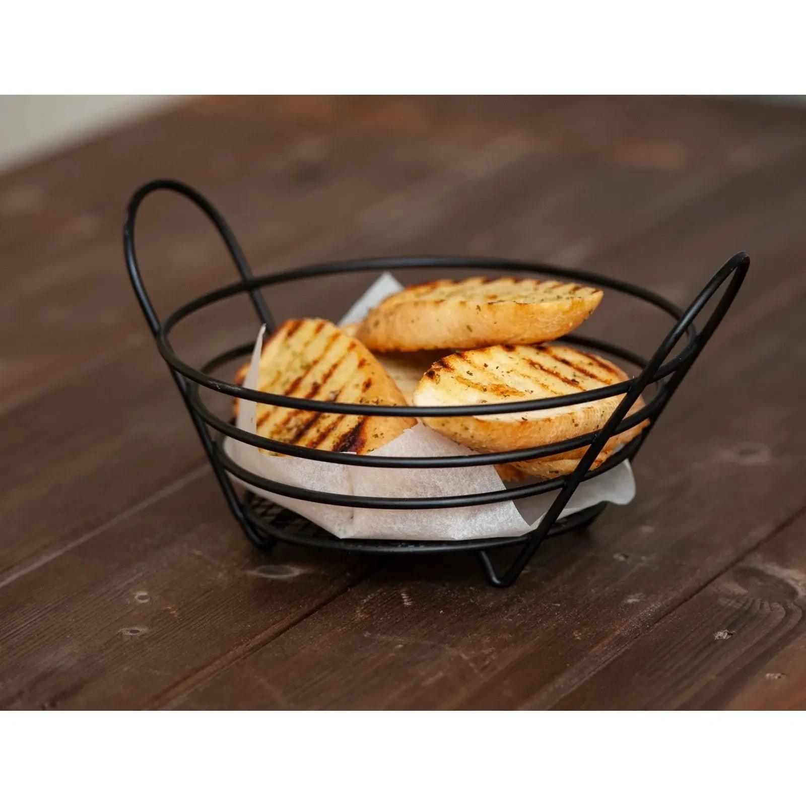 8″ Round Bread Basket With Handles