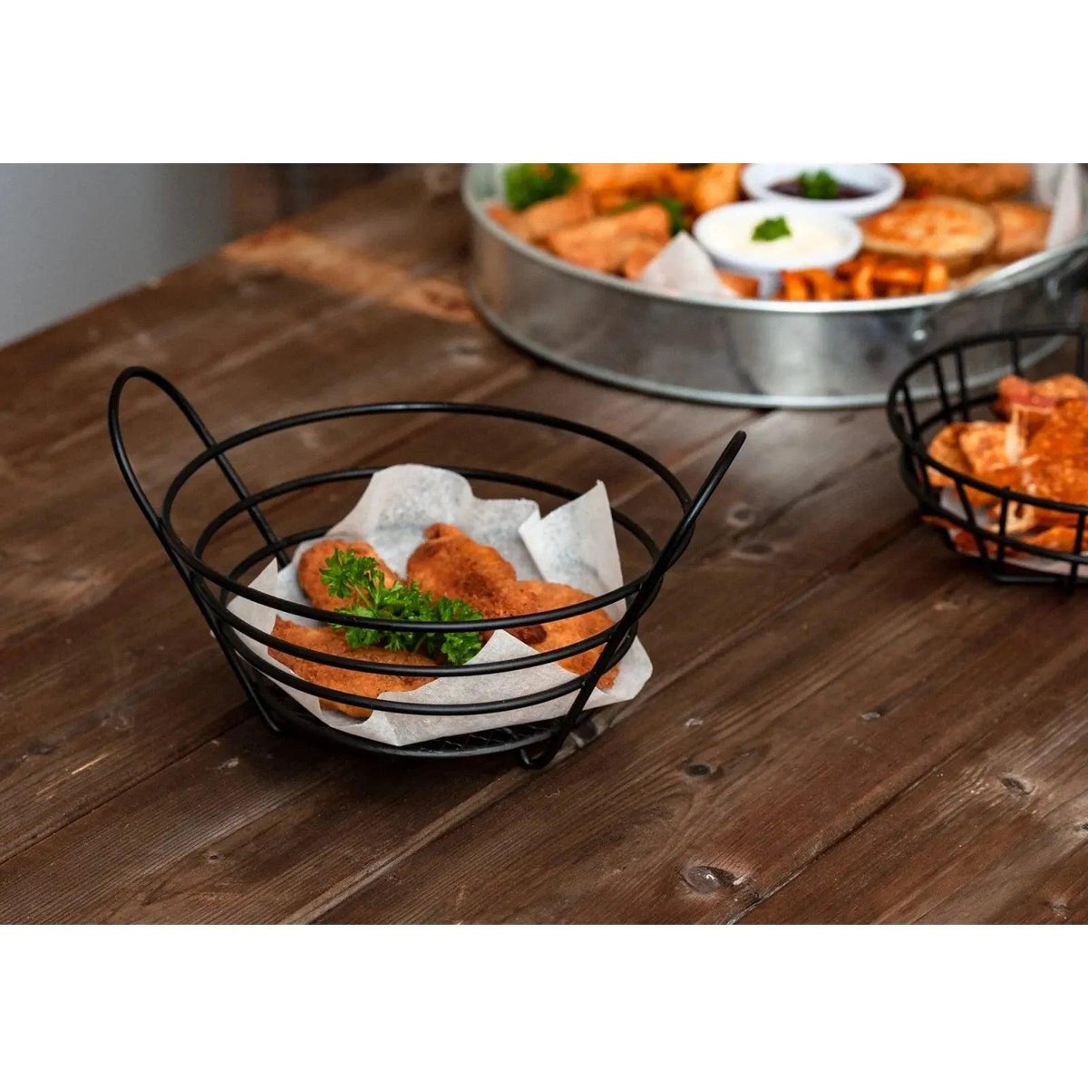 8″ Round Bread Basket With Handles