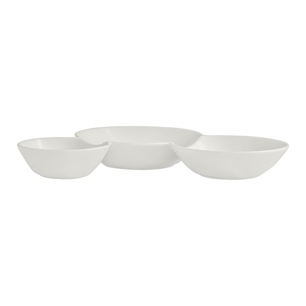 Utopia | Tableware | White Album 3 Compartment Gourmet Sauce Dish 18 x 2.5cm 20cl (7 1/8 x 1" 7oz) | Bespoke77