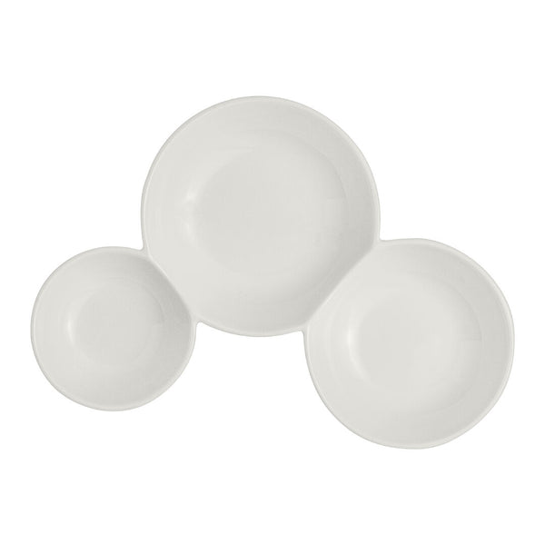 Utopia | Tableware | White Album 3 Compartment Gourmet Sauce Dish 18 x 2.5cm 20cl (7 1/8 x 1" 7oz) | Bespoke77
