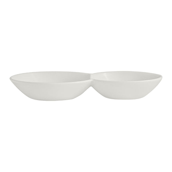 Utopia | Tableware | White Album 2 Compartment Gourmet Sauce Dish 18 x 2.5cm 17cl (7 1/8 x 1" 6oz) | Bespoke77