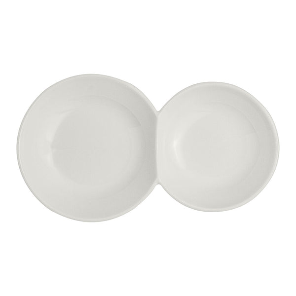 Utopia | Tableware | White Album 2 Compartment Gourmet Sauce Dish 18 x 2.5cm 17cl (7 1/8 x 1" 6oz) | Bespoke77