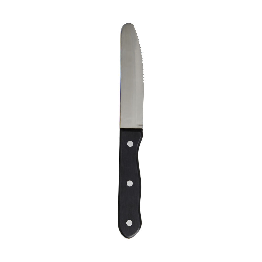 Utopia | Cutlery | Rounded Serrated Blade Pom Black Handle With Rivets 13cm (5") | Bespoke77