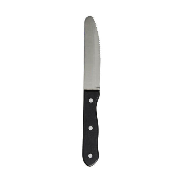 Utopia | Cutlery | Rounded Serrated Blade Pom Black Handle With Rivets 13cm (5") | Bespoke77