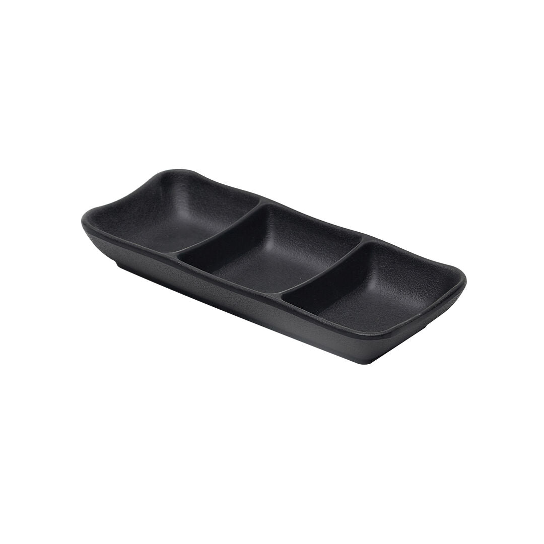 Utopia | Tableware | Zen Black 3 Compartment Tray 8 x 3cm (3 1/8 x 1 1/8") | Bespoke77