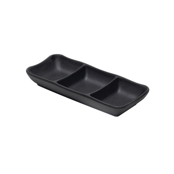 Utopia | Tableware | Zen Black 3 Compartment Tray 8 x 3cm (3 1/8 x 1 1/8") | Bespoke77