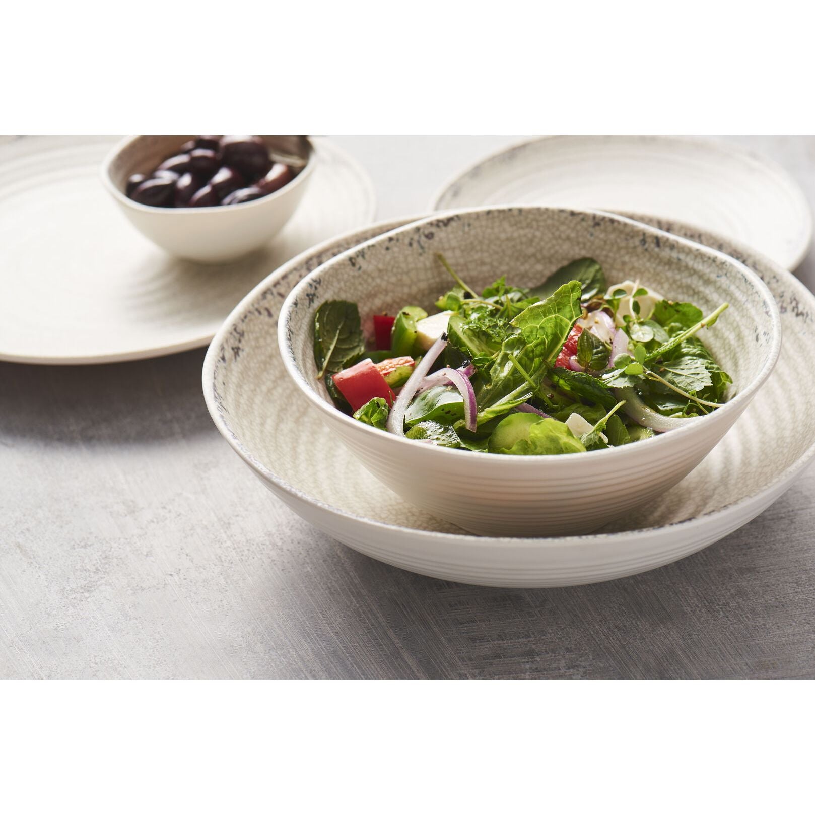 Utopia | Buffet | Pompeii Slate Large Shallow Round Bowl 35.9 x 6.7cm 4.5ltr (14 1/7 x 2 2/3" 4 3/4qrt) | Bespoke77