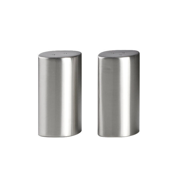 Utopia | Table Presentation | Metal Satin Finish Oval Salt & Pepper Set 2.5 x 6.5cm (1 x 2 3/5") | Bespoke77