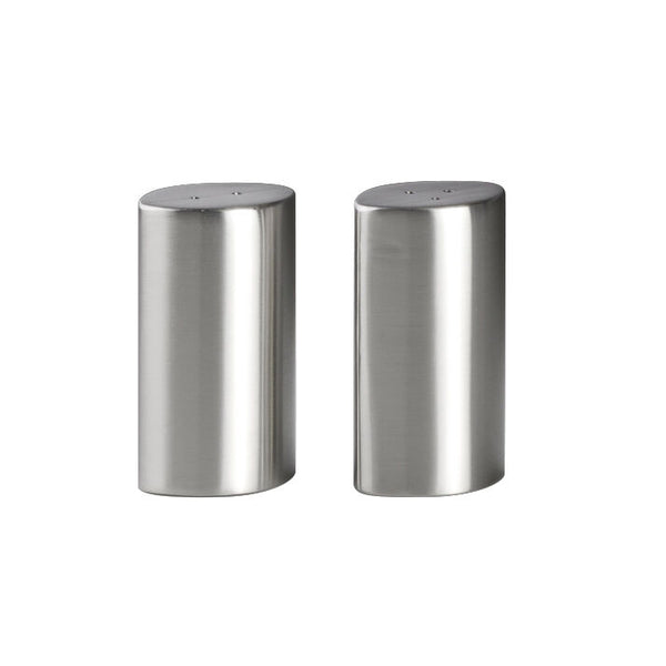Utopia | Table Presentation | Metal Satin Finish Oval Salt & Pepper Set 2.5 x 6.5cm (1 x 2 3/5") | Bespoke77