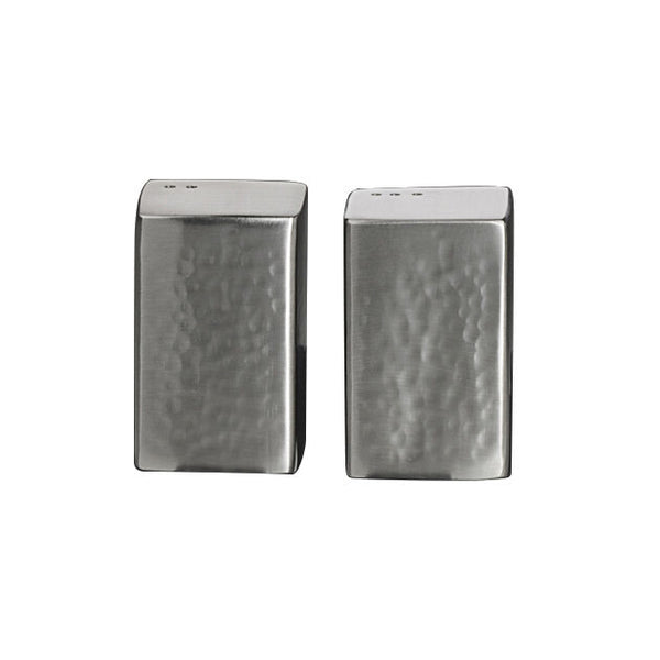 Utopia | Table Presentation | Metal Hammered Rectangle Salt & Pepper Set 3.2 x 5.1cm (1 1/4 x 2") | Bespoke77
