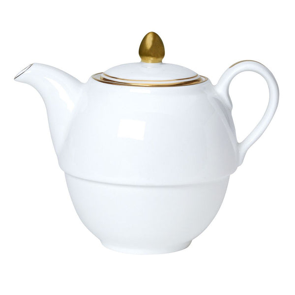 Utopia | Tableware | Burnished Gold Coupe Tea Set For One Teapot 12.4cm 46cl (5" 16oz) | Bespoke77