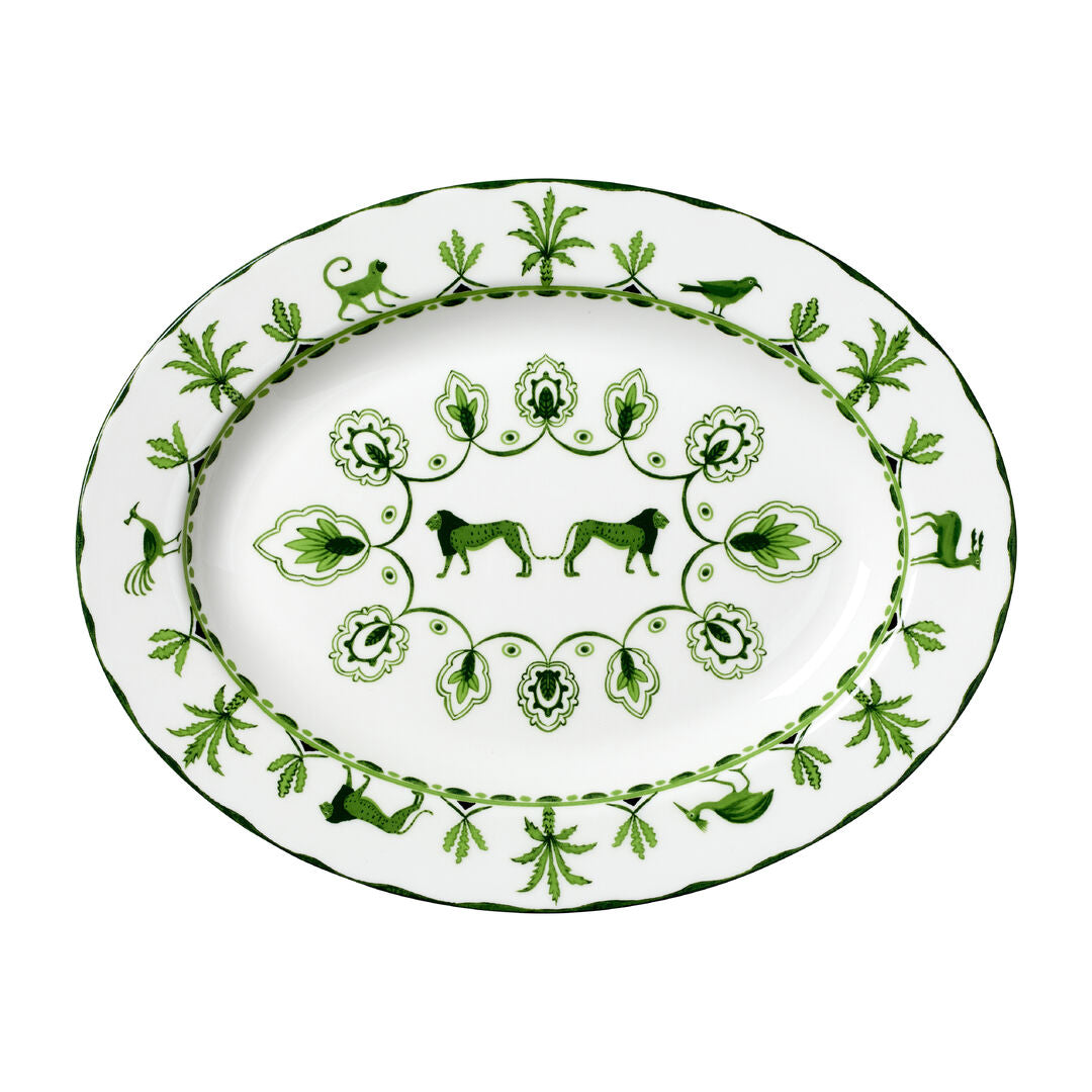 Utopia | Tableware | Sultan's Garden Green Misc Oval Tray 36.5 x 27.5cm (14 1/2 x 11") | Bespoke77