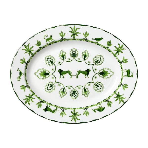 Utopia | Tableware | Sultan's Garden Green Misc Oval Tray 36.5 x 27.5cm (14 1/2 x 11") | Bespoke77
