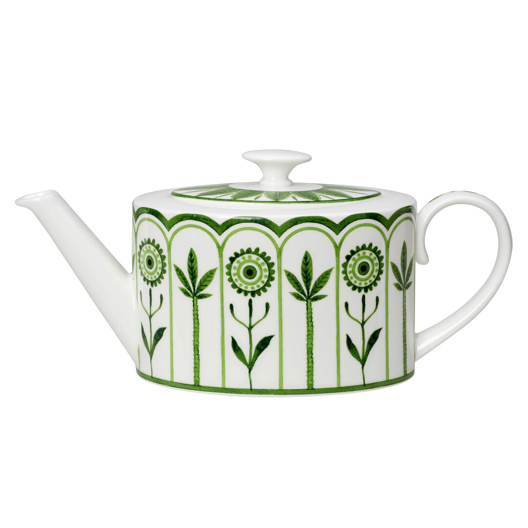 Utopia | Tableware | Sultan's Garden Green Coupe 2 Cup Oval Teapot 10cm 55cl (4" 19 1/3oz) | Bespoke77