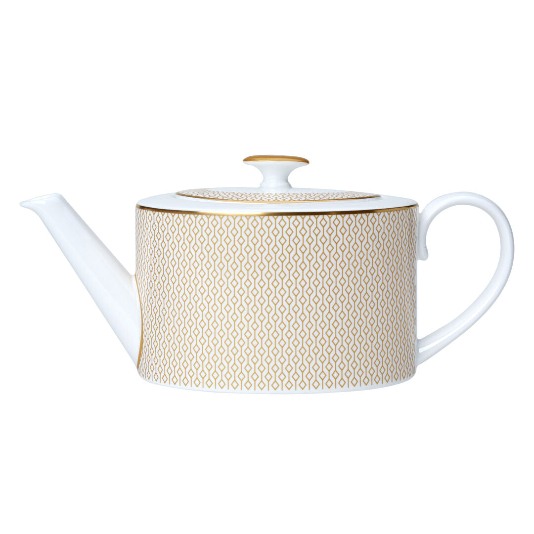 Utopia | Tableware | Diamond Gold Coupe 2 Cup Oval Teapot 10cm 55cl (4" 19 1/3oz) | Bespoke77