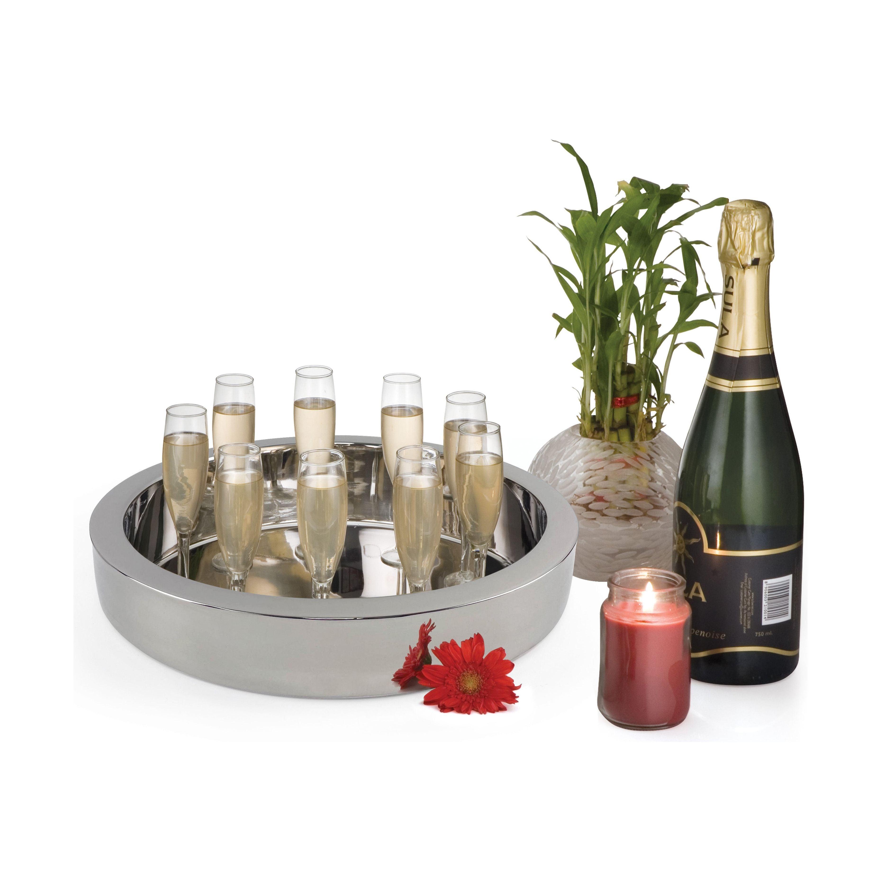 14" Highly Polished Double Wall Tray