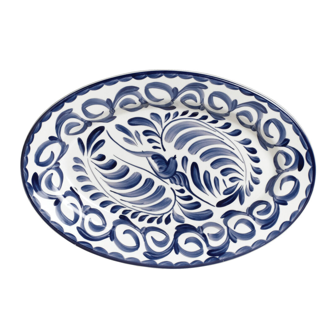 Utopia | Tableware | Puebla Blue Oval Platter Rolled Edge 34cm (13 1/2") | Bespoke77