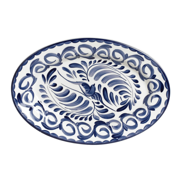 Utopia | Tableware | Puebla Blue Oval Platter Rolled Edge 34cm (13 1/2") | Bespoke77