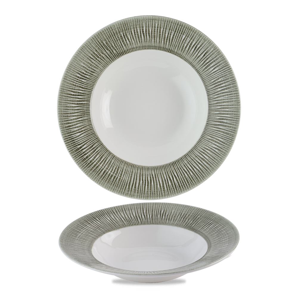 Bamboo Ceramic Spinwash Alpine Porcelain Wide Rim Bowl 9 1/2"