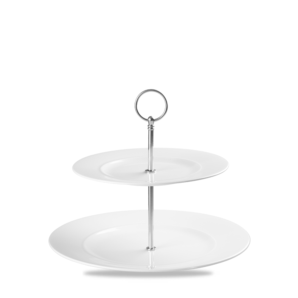 Alchemy Ambience White Standard Rim 2 Tier Plate Tower 11"
