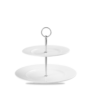 Alchemy Ambience White Standard Rim 2 Tier Plate Tower 11"