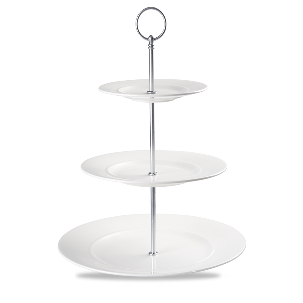 Alchemy Ambience White Standard Rim 3 Tier Plate Tower 11"