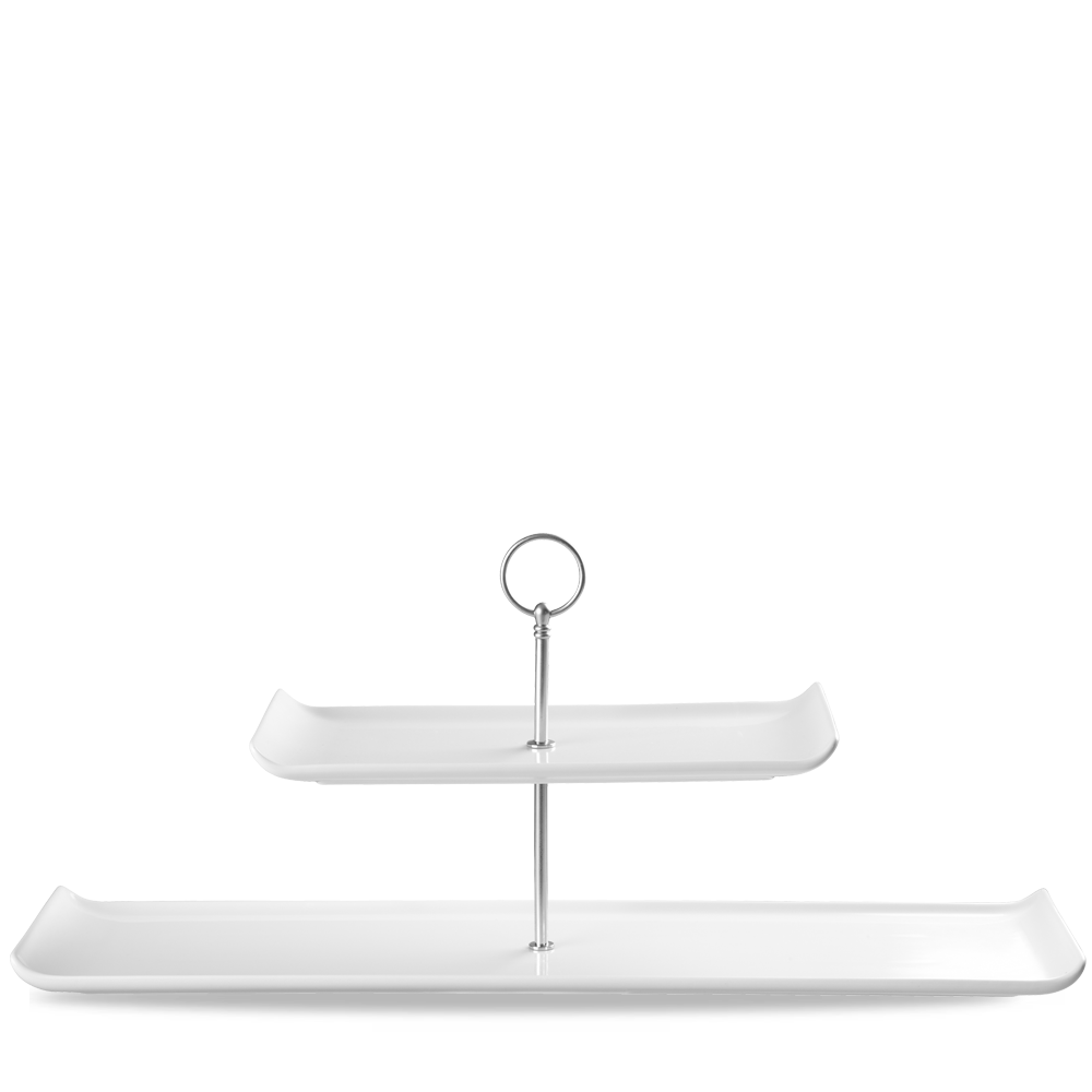 Alchemy Balance White Rectangular 2 Tier Plate Tower - 22" X 6"