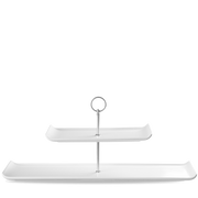 Alchemy Balance White Rectangular 2 Tier Plate Tower - 22" X 6"