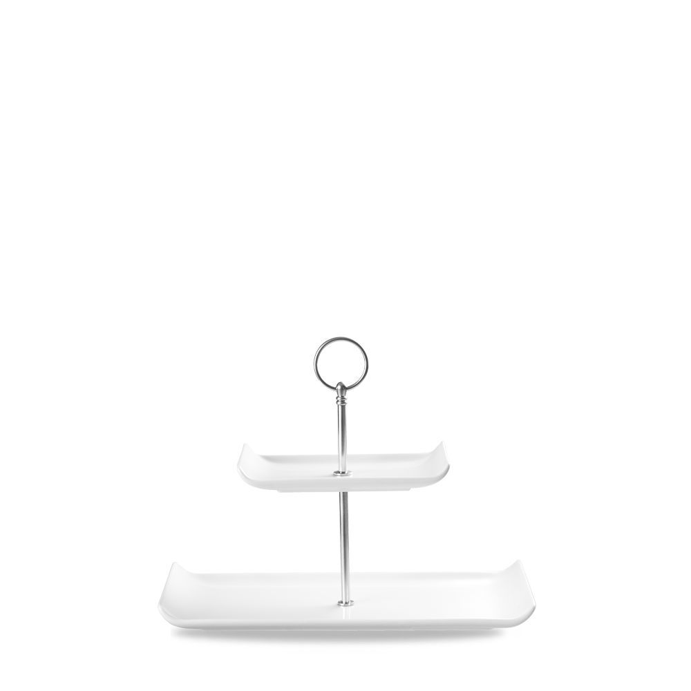 Alchemy Balance White Rectangular 2 Tier Plate Tower