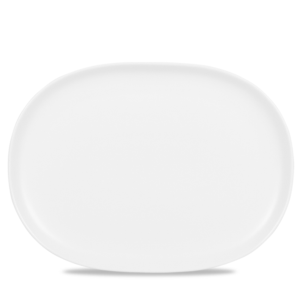 Churchill Alchemy Moonstone White Oval Plate 10.25 x 13.75"