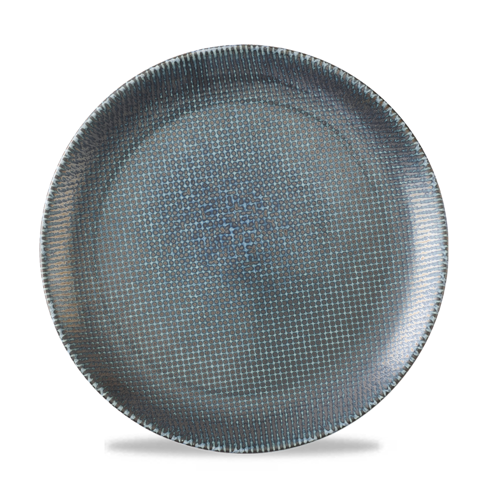 Astro Metallic Blue Evolve Porcelain Coupe Plate 10.25"