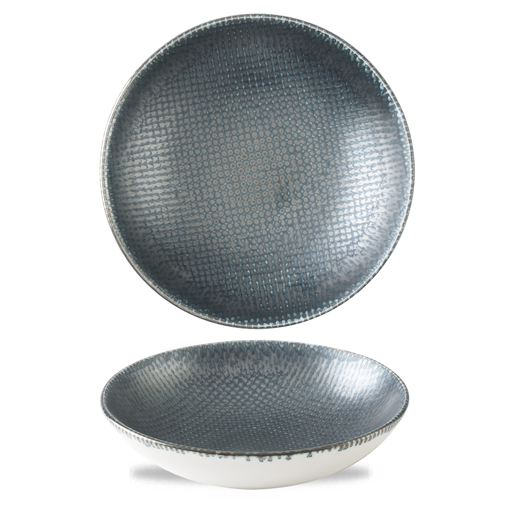 Astro Metallic Blue Evolve Porcelain Coupe Bowl 9.75"