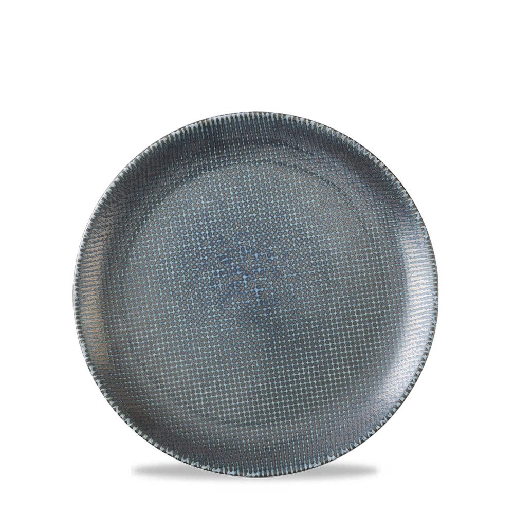 Astro Metallic Blue Evolve Porcelain Coupe Plate 6.5"