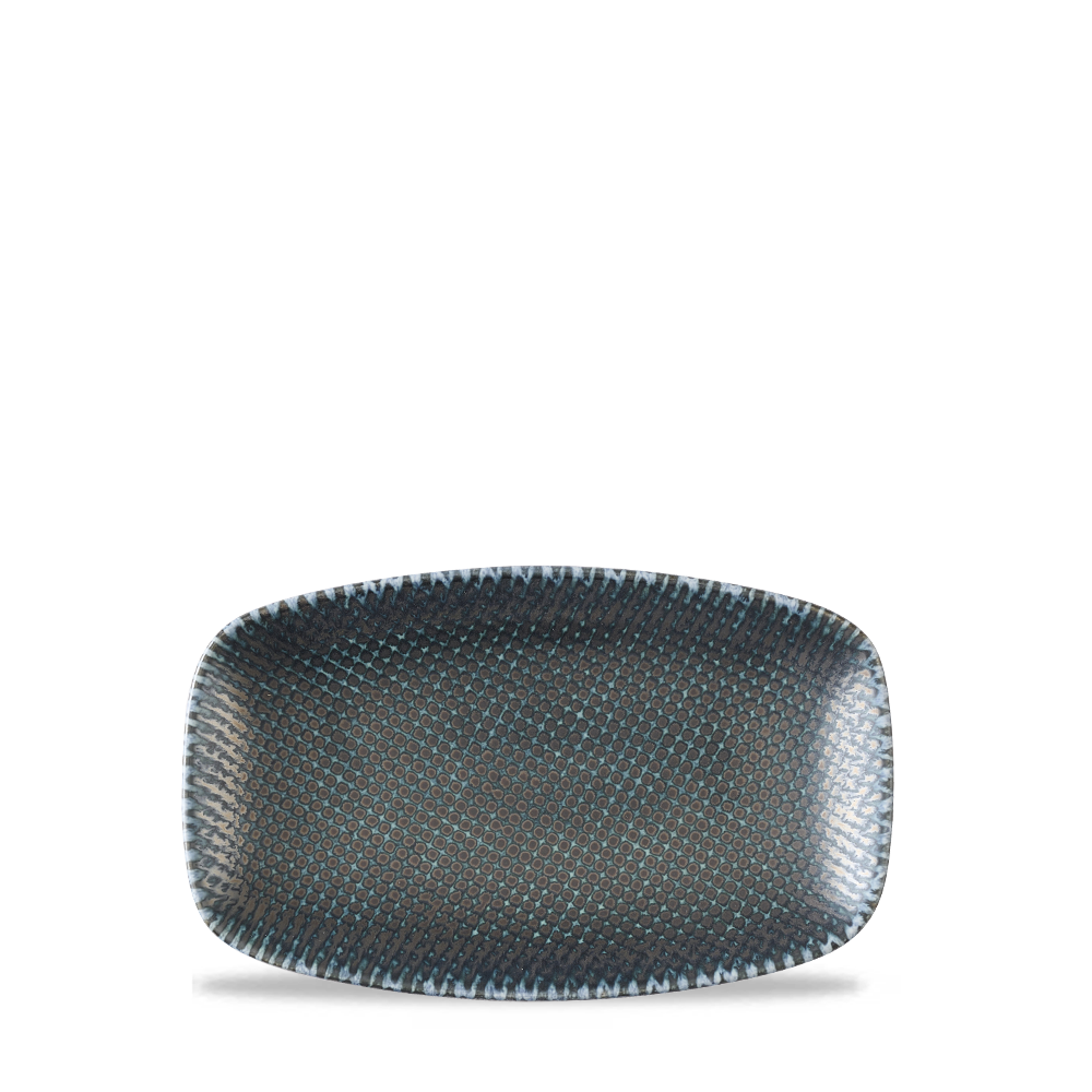 Astro Metallic Blue Oblong Porcelain Chefs Plate 7 4/5 X 4 3/4"