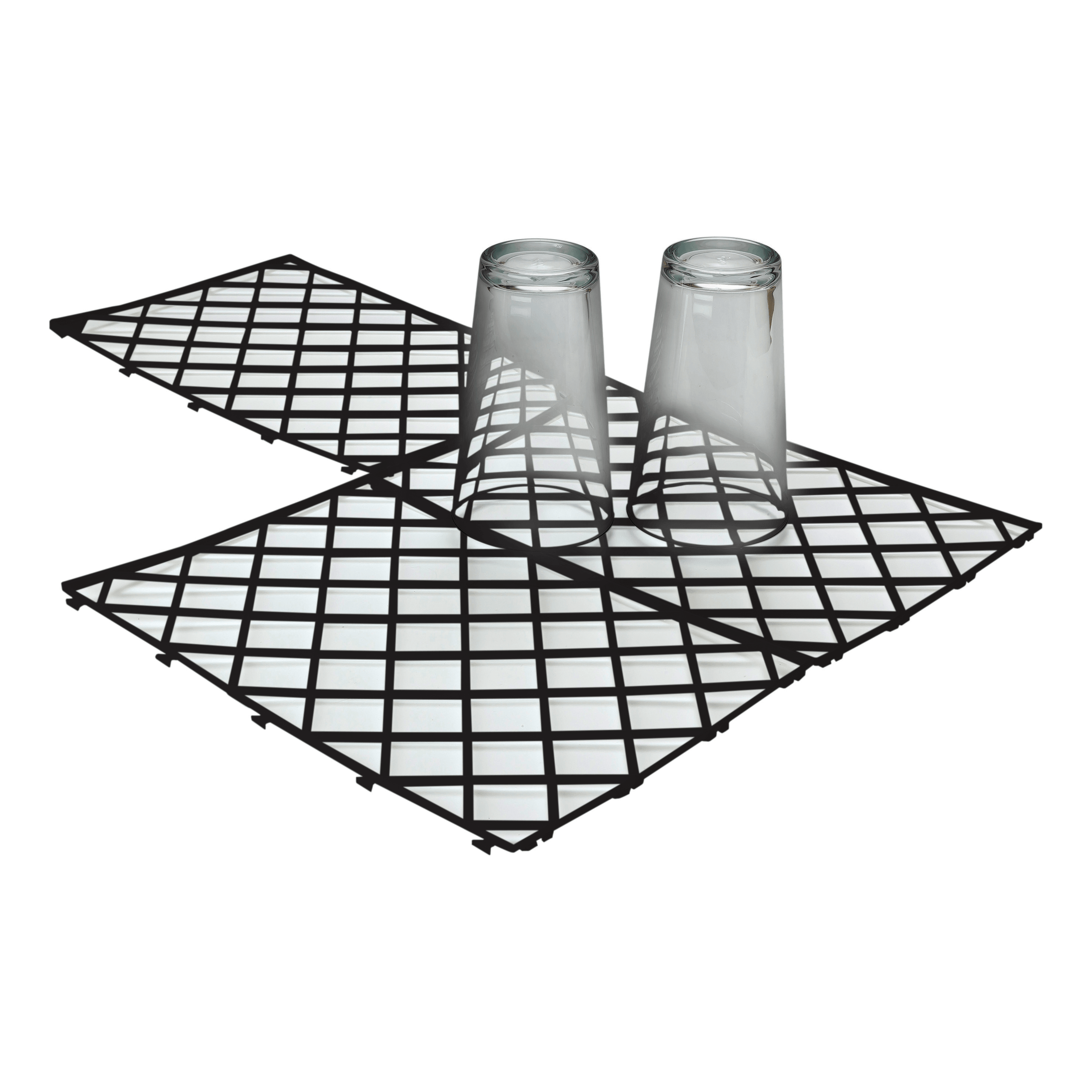 Black Interlocking Glass Mats - Pack of 10
