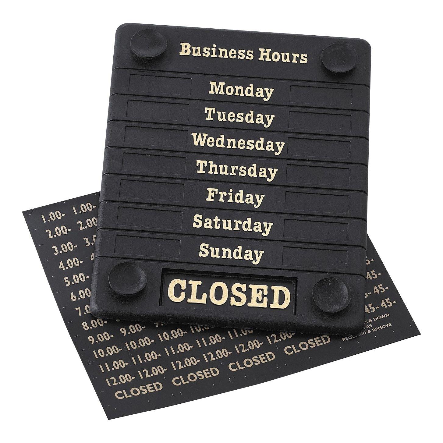 Business Hours Sign with Window Suckers