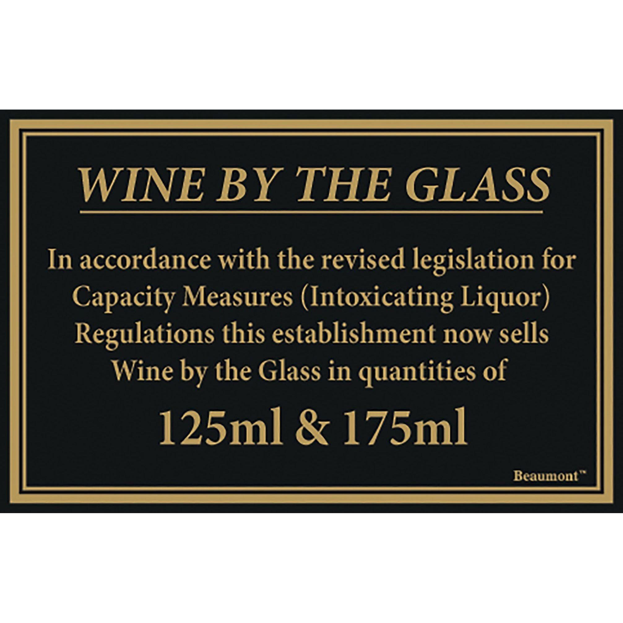 Wine Law Compliance Sign 125 & 175ml