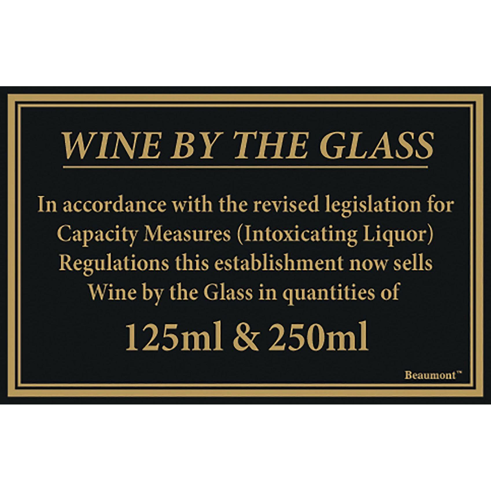 Wine Compliance Law Sign 125ml & 250ml
